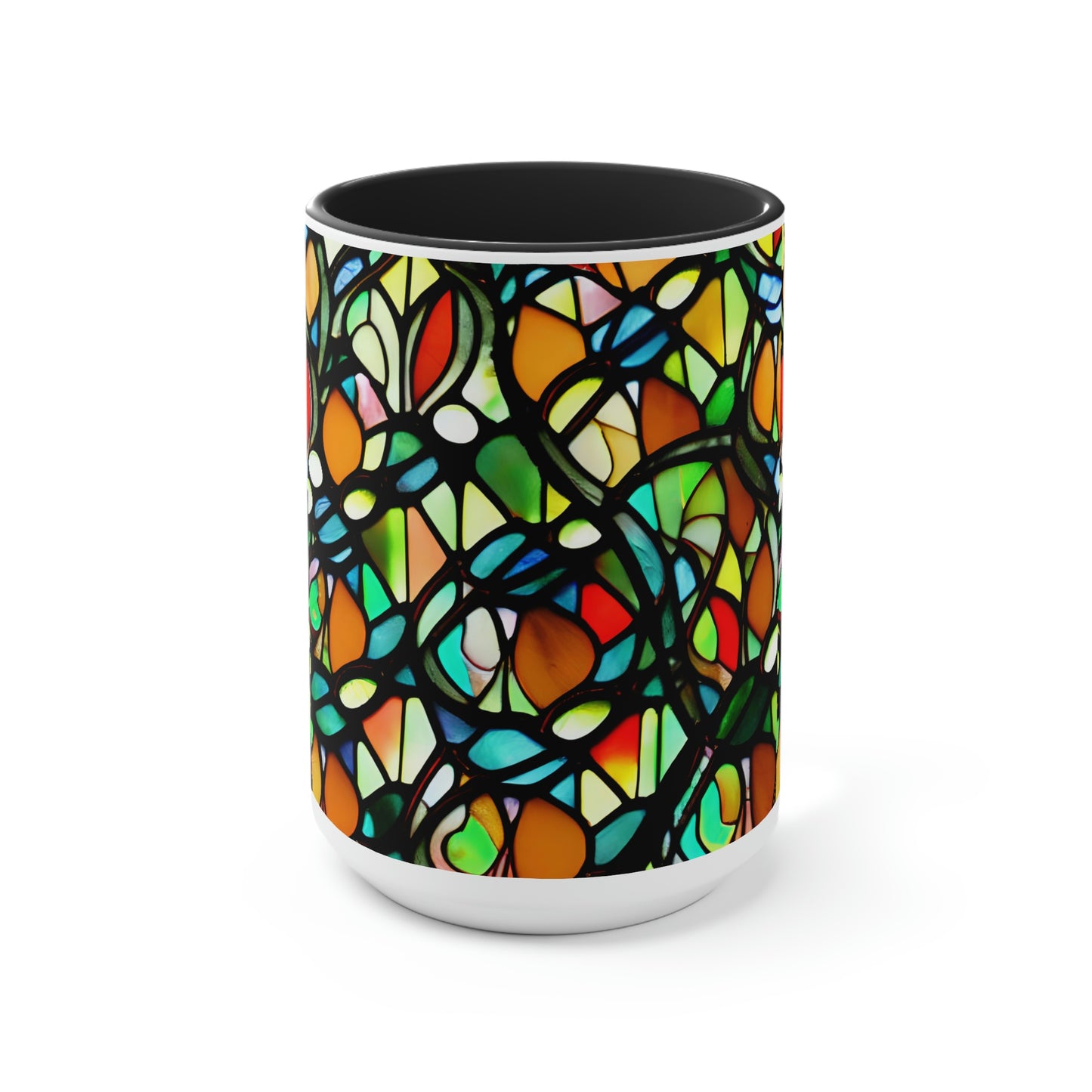 Mosaic Two-Tone Coffee Mugs, 15oz