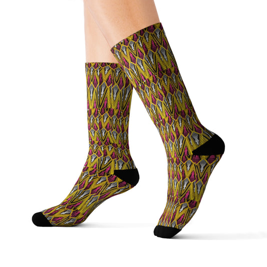 Yellow Pink African Sublimation Socks