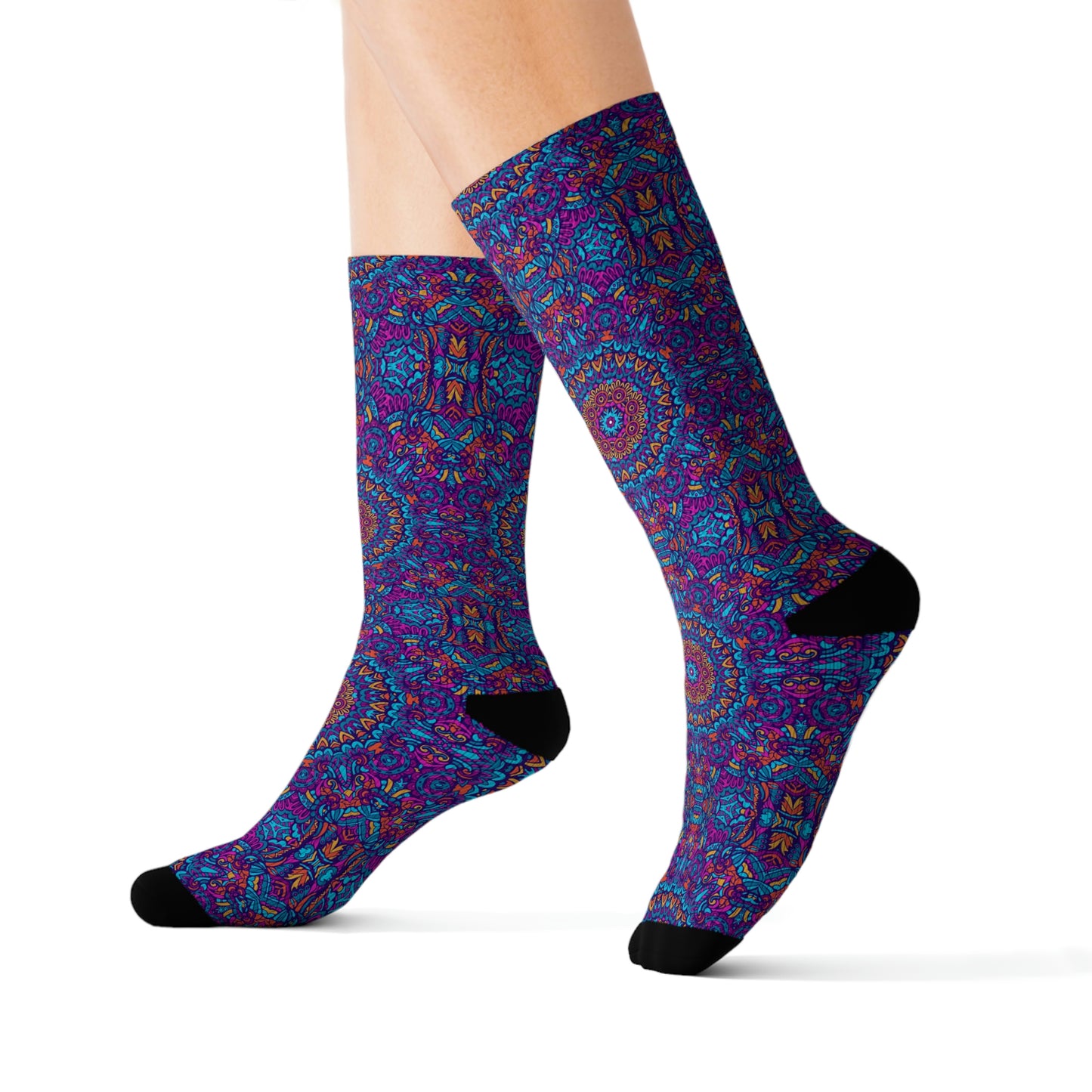 Mandala Blue Sublimation Socks