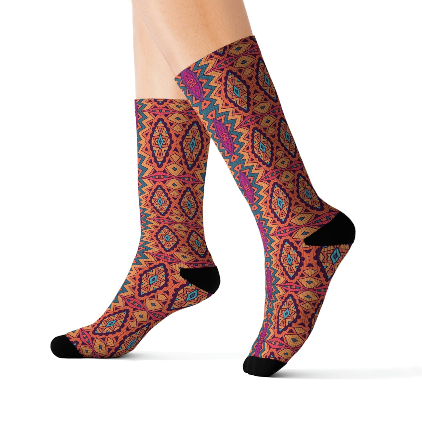 Mandala Orange Sublimation Socks