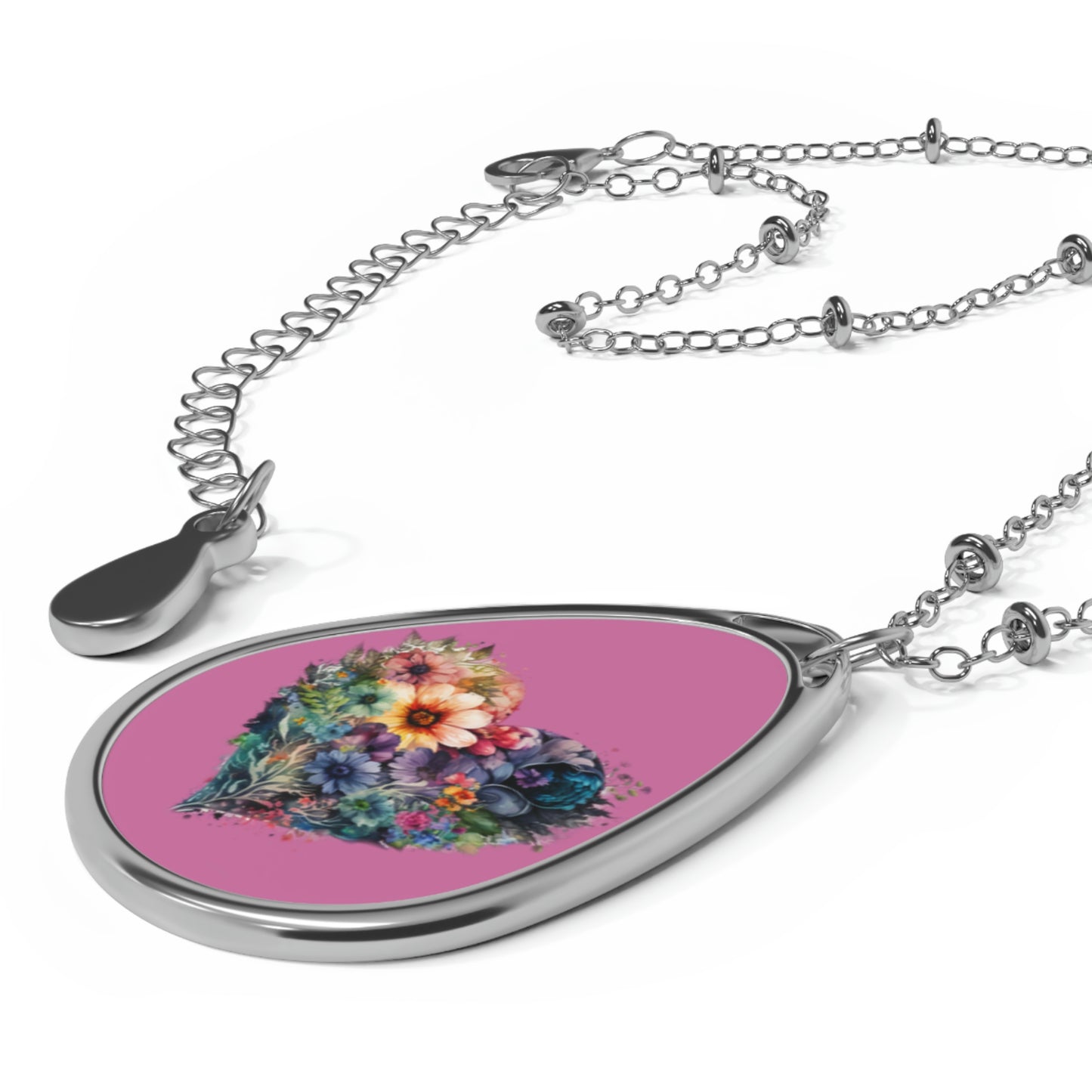 Heart Floral Oval Necklace