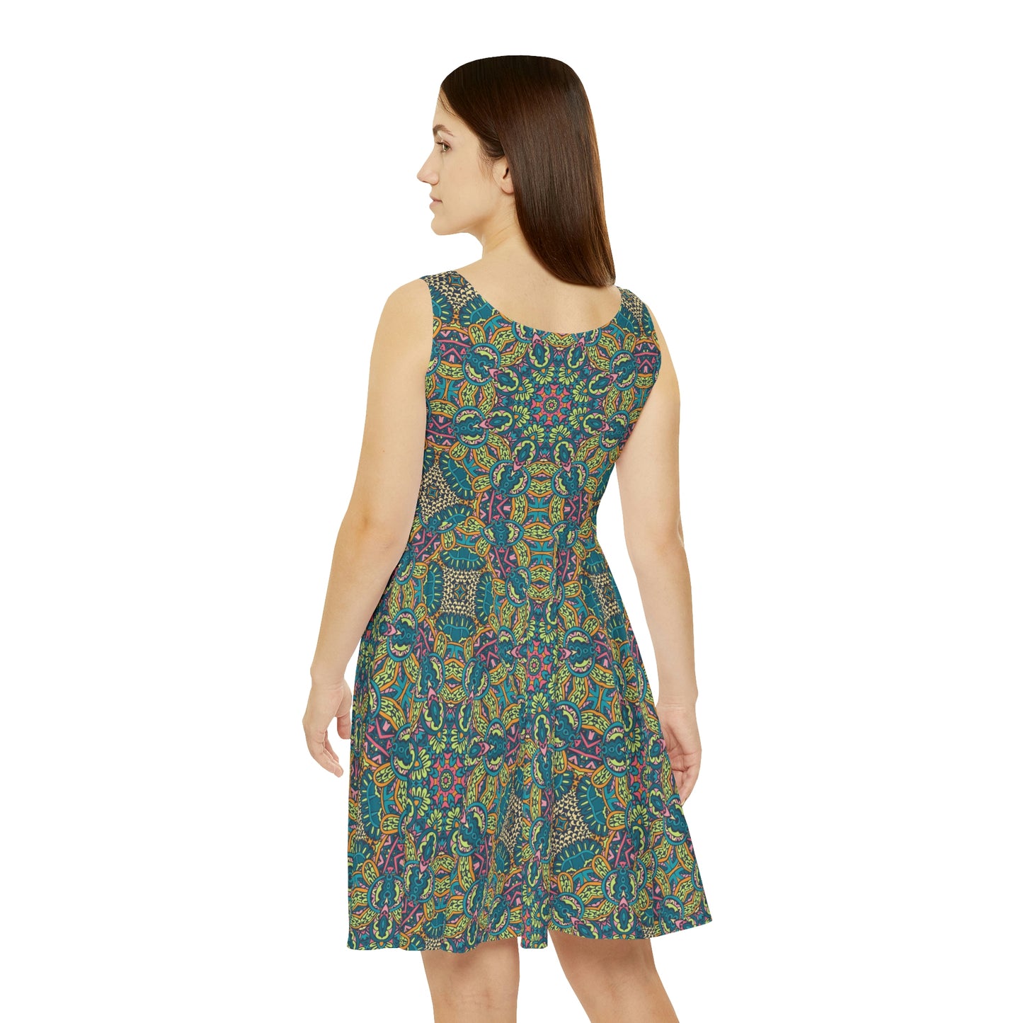 Mandala Green Women's Skater Dress