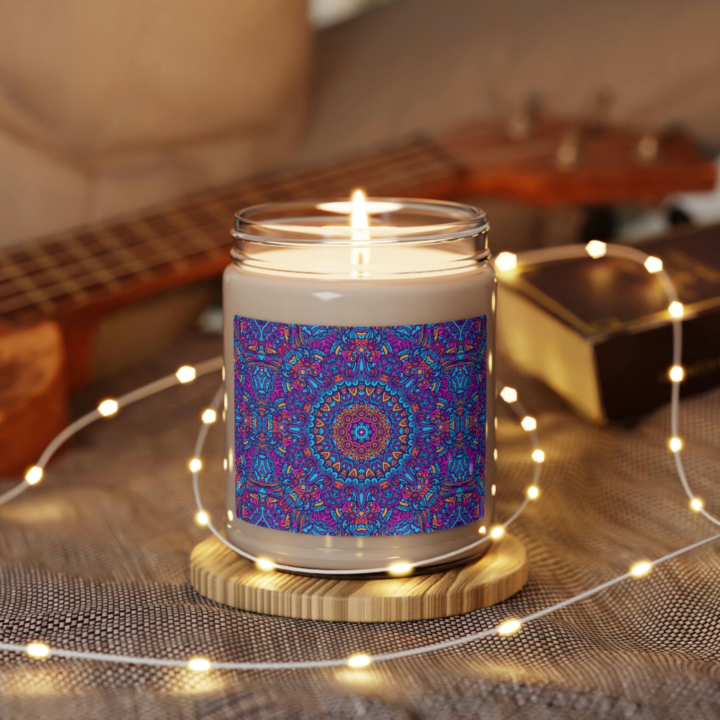 Blue Mandala Scented Soy Candle, 9oz