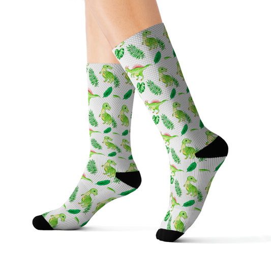 Green Dinosaur Sublimation Socks