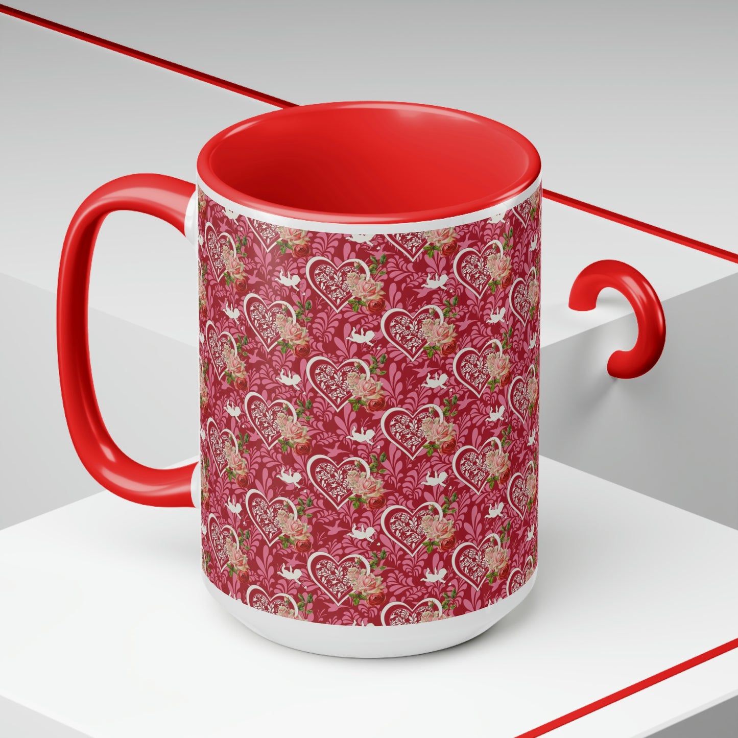 Valentine Two-Tone Coffee Mugs, 15oz