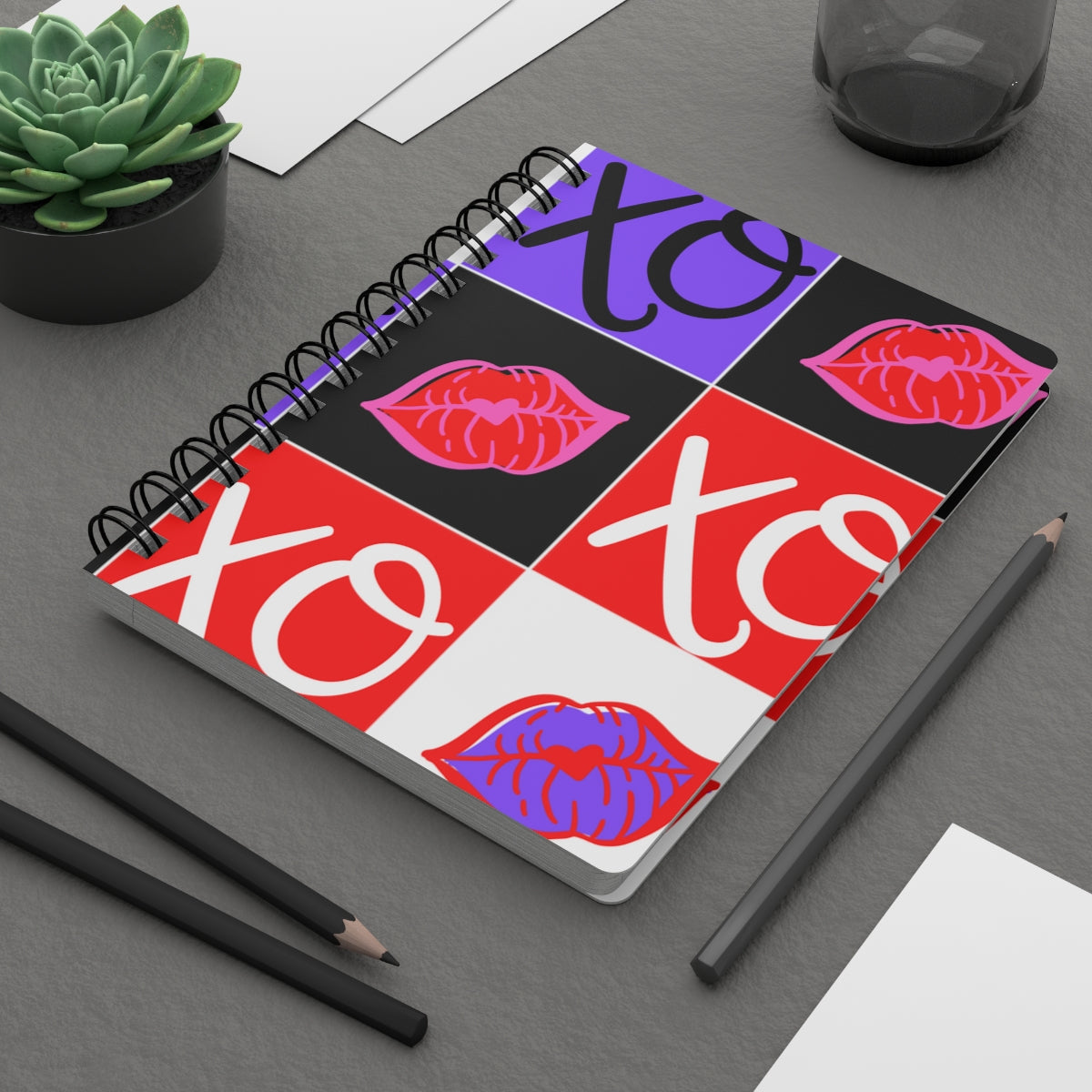 Hugs and Kisses Red Spiral Bound Journal