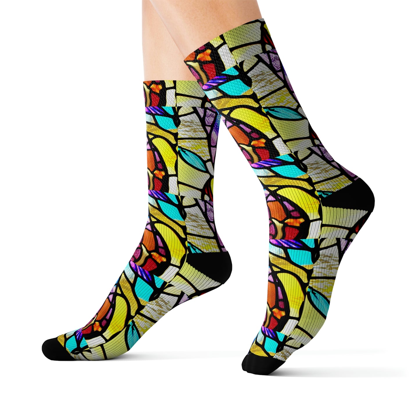 Mosaic Yellow Sublimation Socks