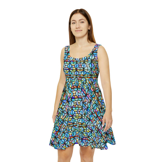 Mosaic Blue Women's Skater Dress