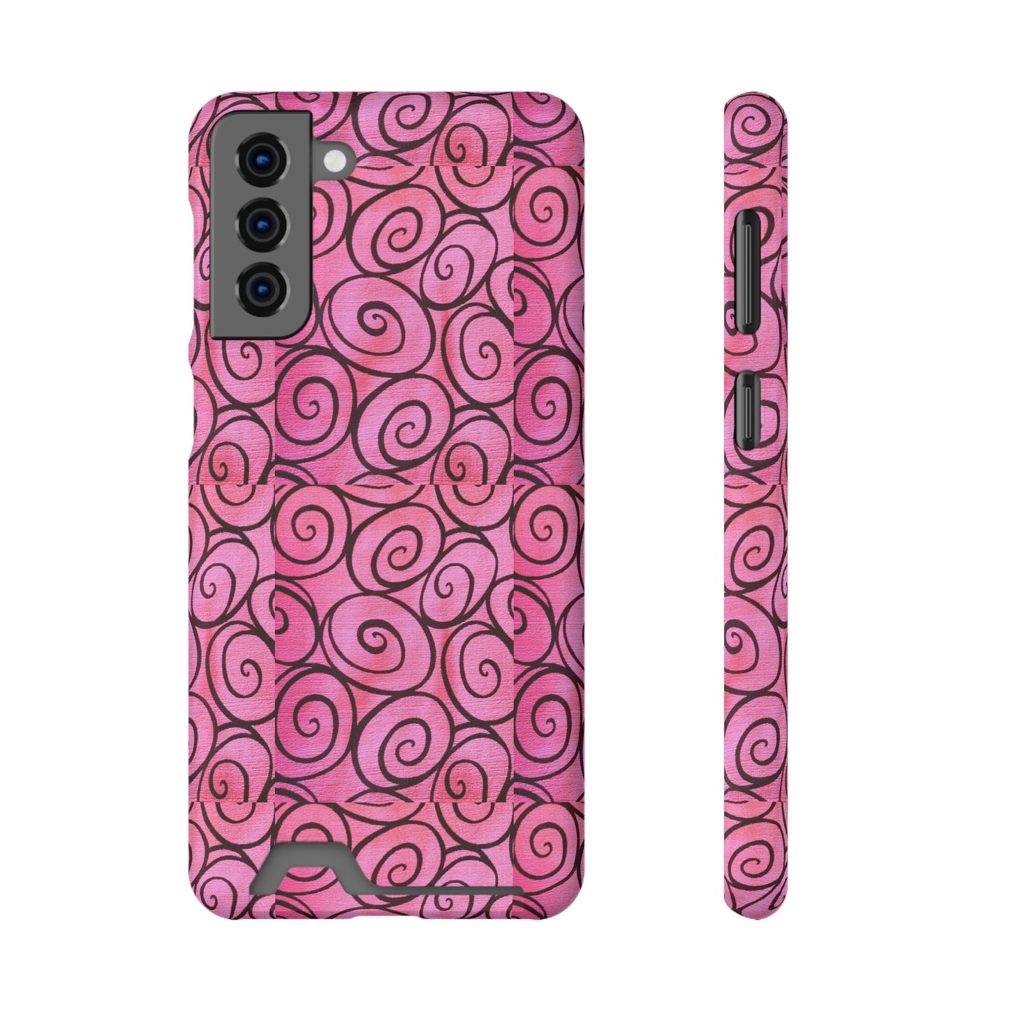 Pink Swirl Phone Case With Card Holder