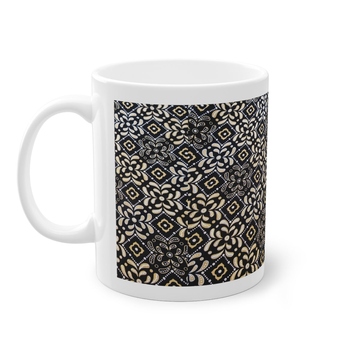 Black Floral Standard Mug, 11oz