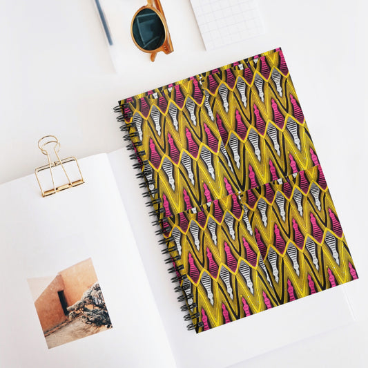 Yellow Pink African  Spiral Notebook - Ruled Line