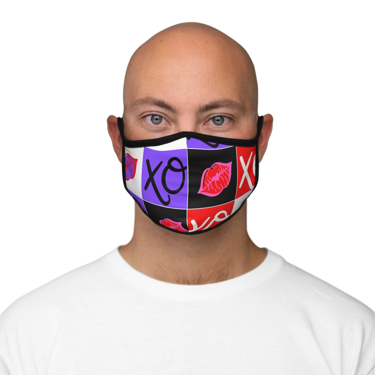 Hugs and Kisses Red Fitted Polyester Face Mask