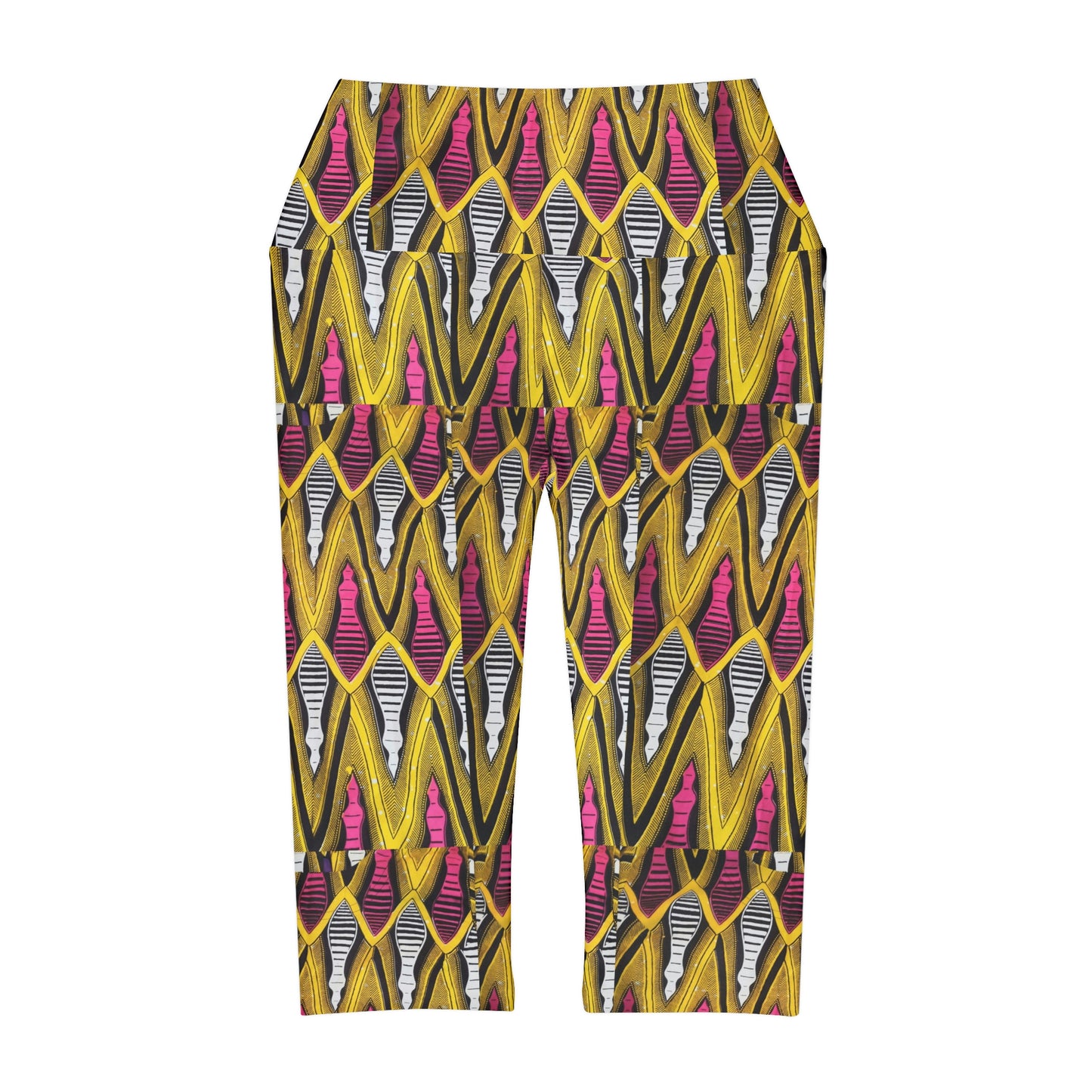 Yellow African Yoga Capri Leggings