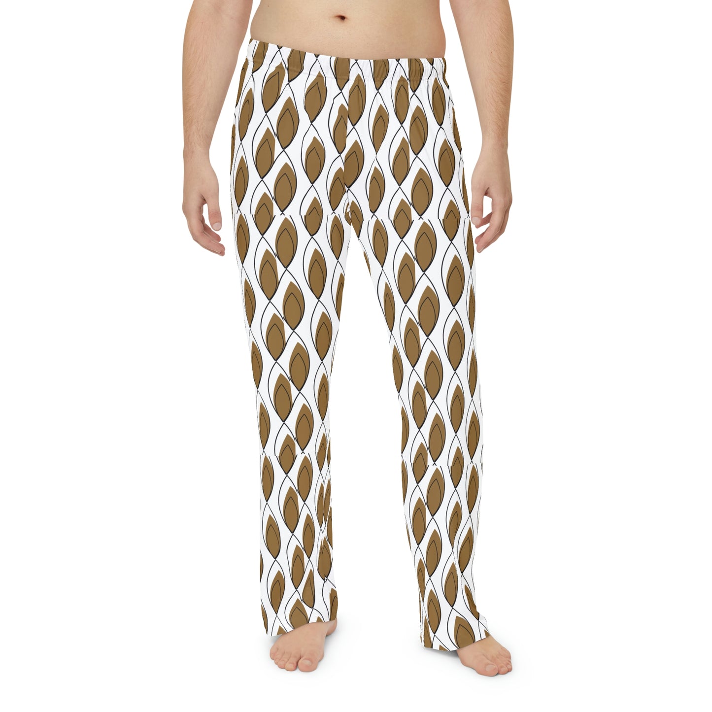 Brown White Men's Pajama Pants