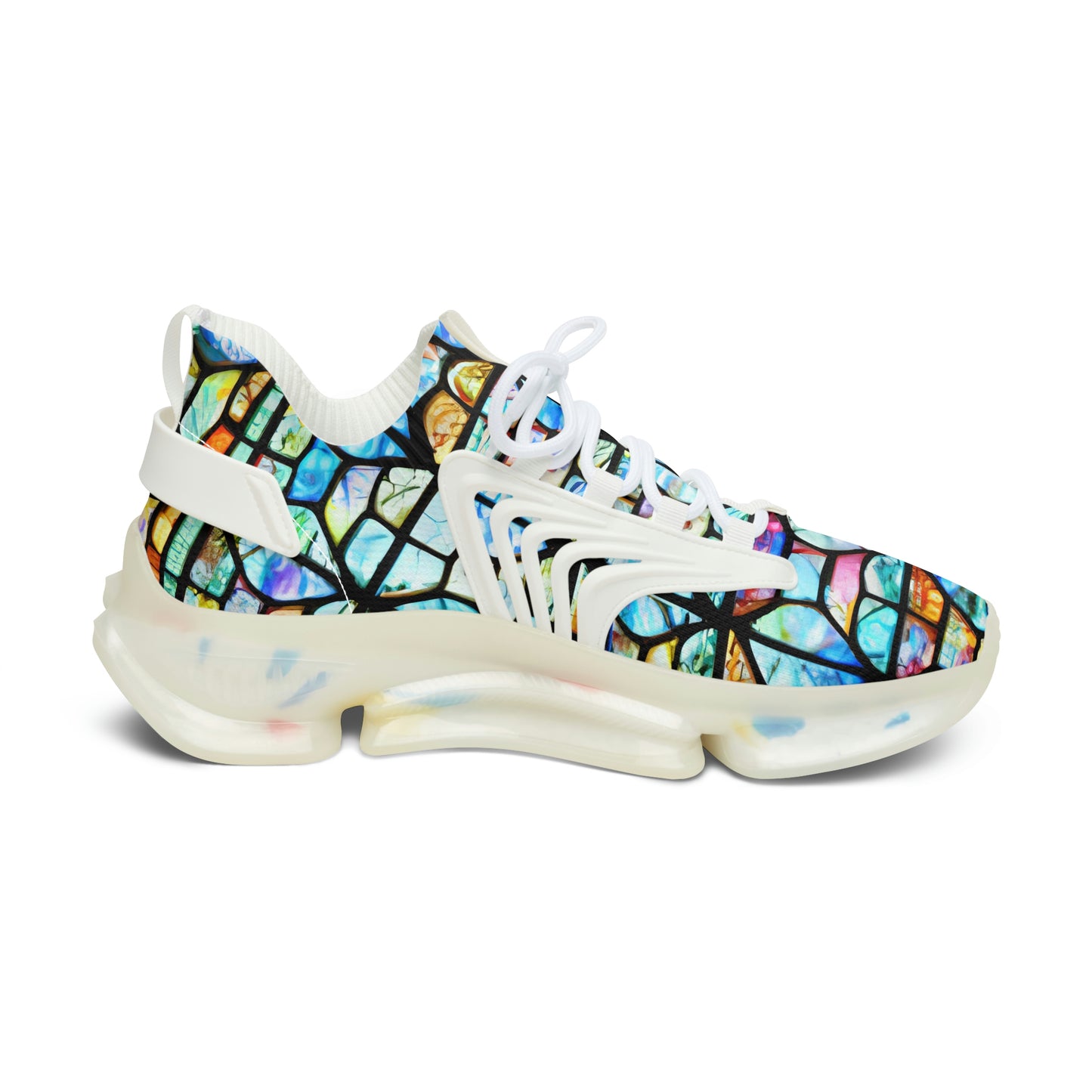 Mosaic Light Blue Women's Mesh Sneakers