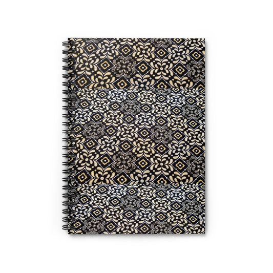 Black Floral Spiral Notebook - Ruled Line