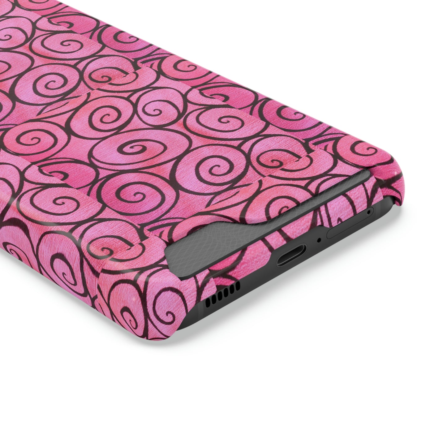 Pink Swirl Phone Case With Card Holder