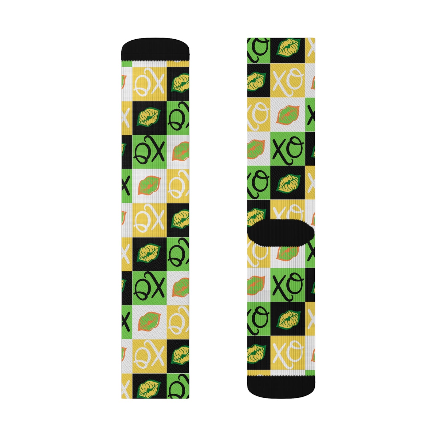 Hugs and Kisses green Sublimation Socks