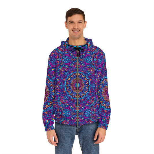 Mandala Blue Men's Full-Zip Hoodie