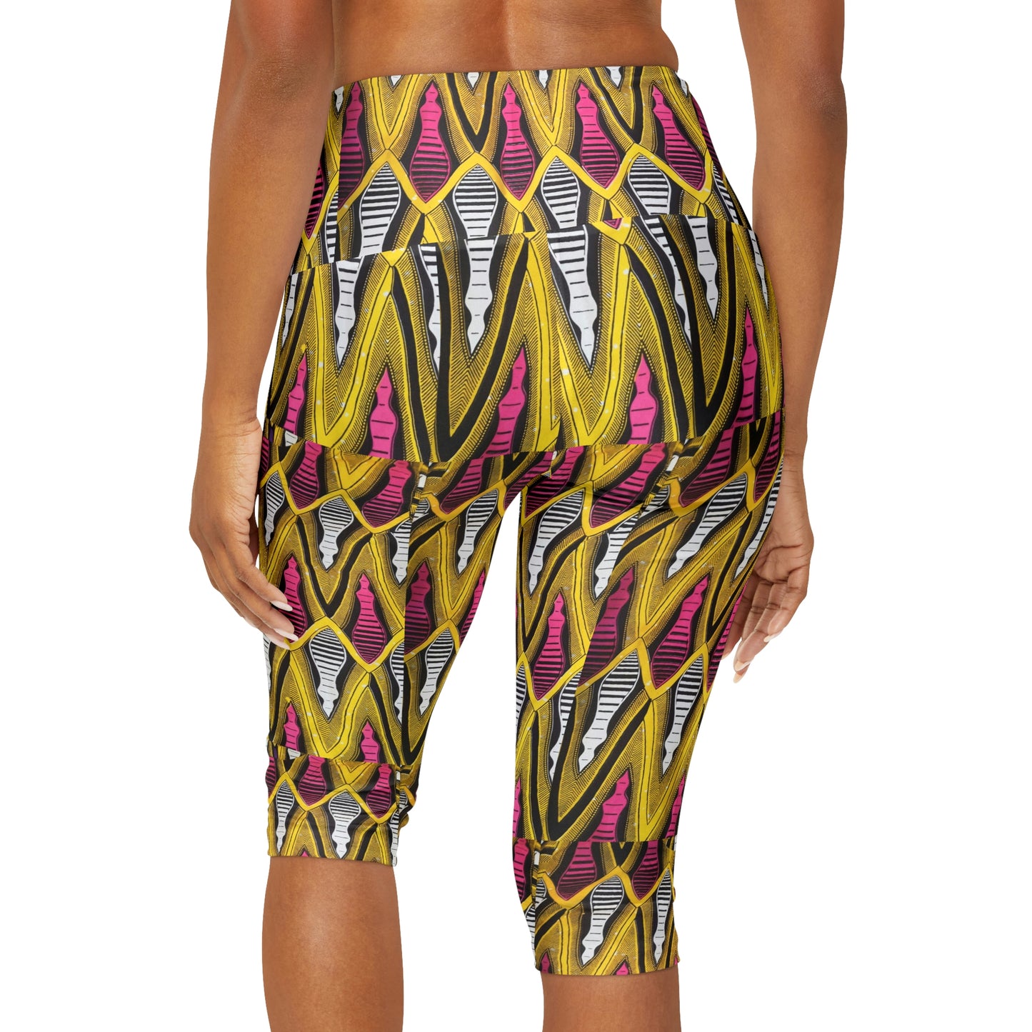 Yellow African Yoga Capri Leggings