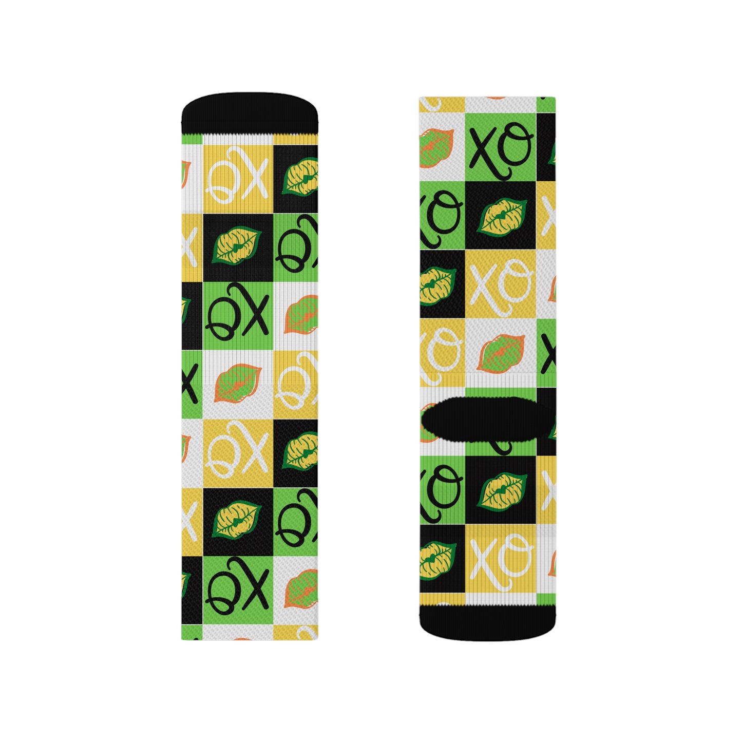 Hugs and Kisses green Sublimation Socks