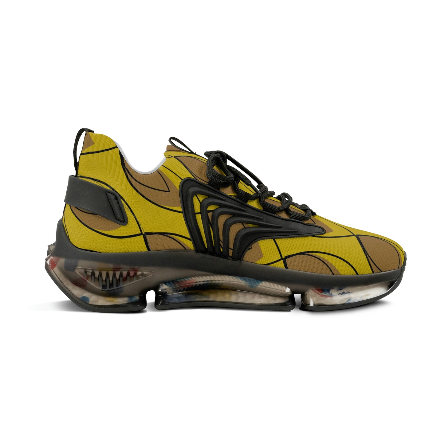 Yellow Brown Men's Mesh Sneakers