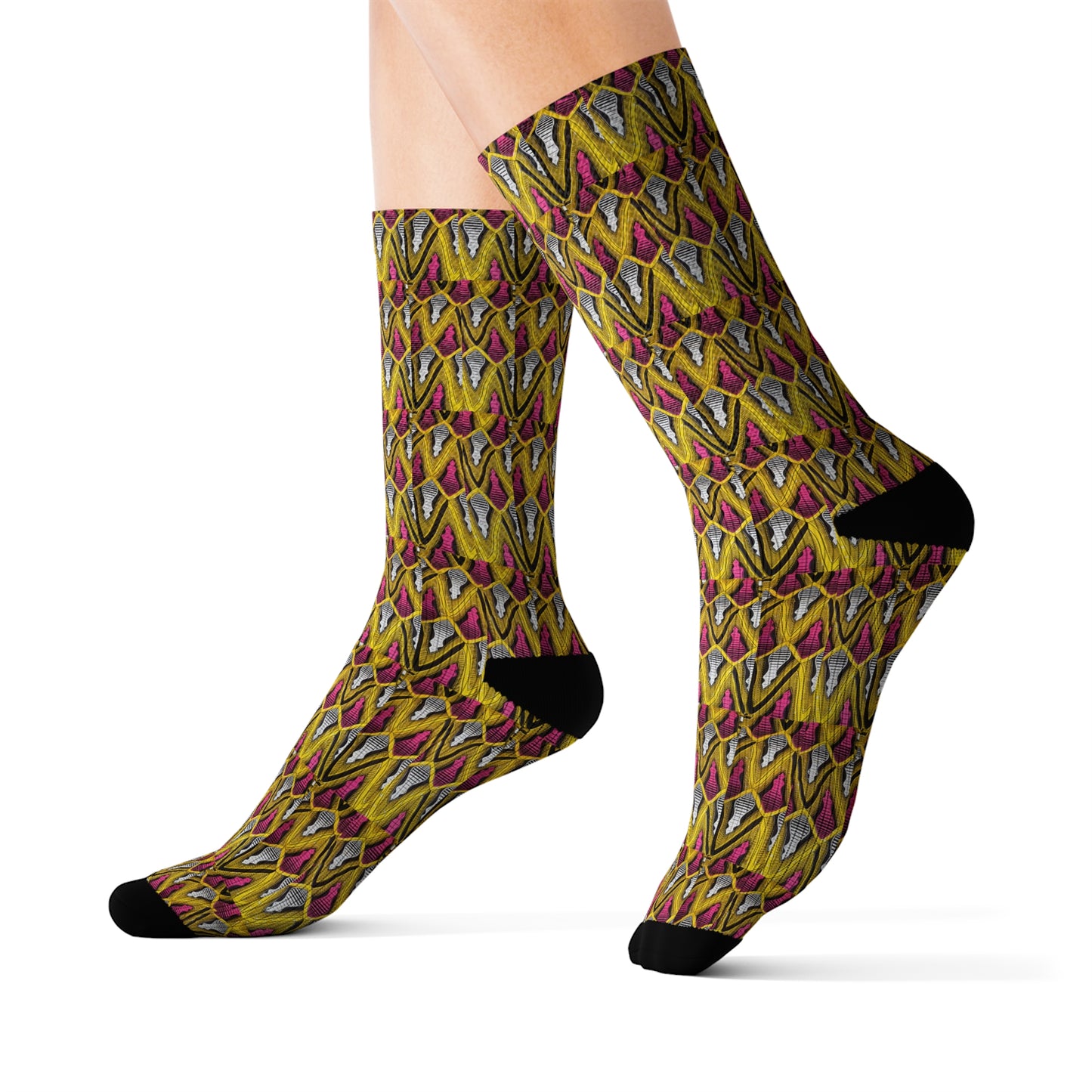 Yellow Pink African Sublimation Socks