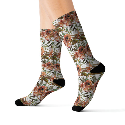 Brown Flower Sublimation Socks