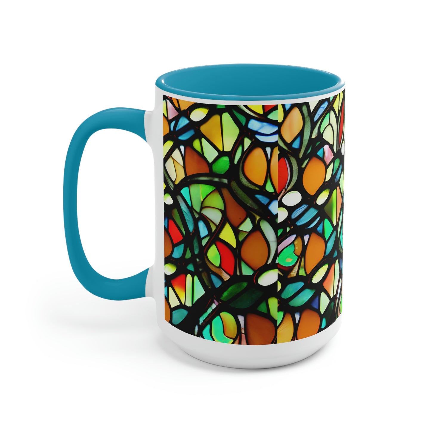 Mosaic Two-Tone Coffee Mugs, 15oz