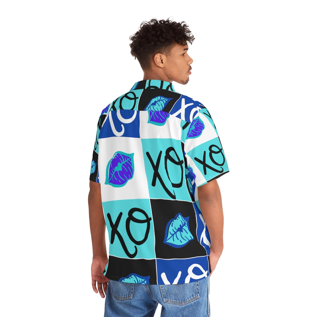 Hugs and Kisses Blue Men's Hawaiian Shirt