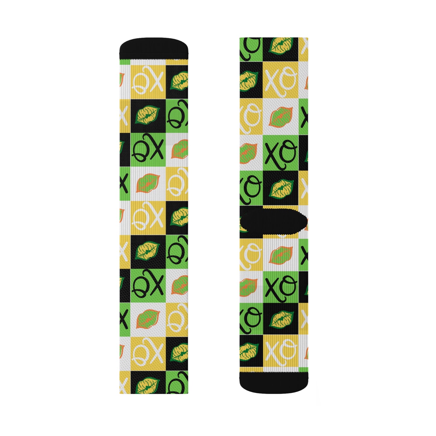 Hugs and Kisses green Sublimation Socks